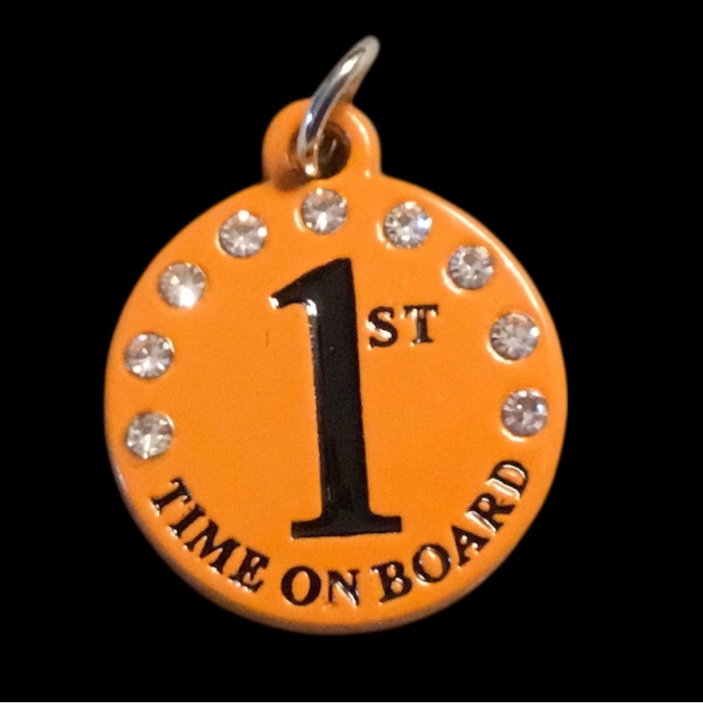EFFY Orange "1st Time On Board" Round Charm Pendant for 1st time cruiser. NEW!